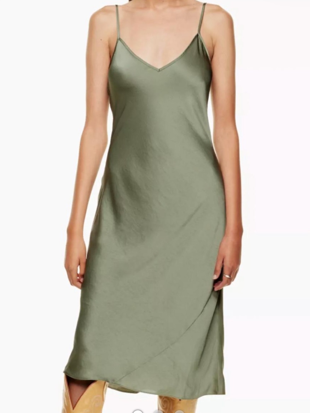 Aritzia Wilfred Satin Slip Midi Dress - Sage Green new with tags